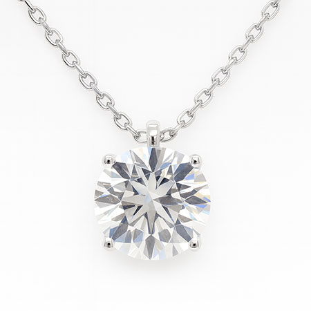 14K White Gold Solitaire Pendant : 3.00 cttw Lab Grown Diamond