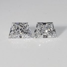 0.34 cttw Pair of Trapezoid Brilliant Cut Natural Diamonds : D / VS2