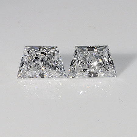 0.34 cttw Pair of Trapezoid Brilliant Cut Natural Diamonds : D / VS2