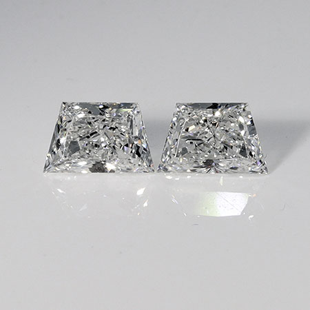 0.62 cttw Pair of Trapezoid Brilliant Cut Natural Diamonds : E / VVS2
