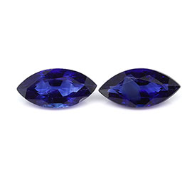 0.95 cttw Pair of Marquise Natural Blue Sapphires : Rich Royal Blue