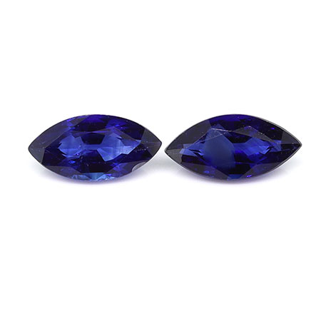 0.95 cttw Pair of Marquise Natural Blue Sapphires : Rich Royal Blue