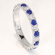 14K White Gold 1.50cttw Diamond & Sapphire Band