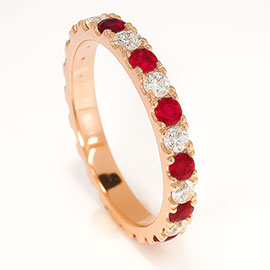 14K Rose Gold Band : 1.50 cttw Diamonds & Rubies