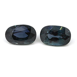 2.23 cttw Pair of Oval Natural Blue Sapphires : Greenish Blue