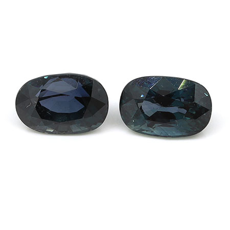 2.23 cttw Pair of Oval Natural Blue Sapphires : Greenish Blue
