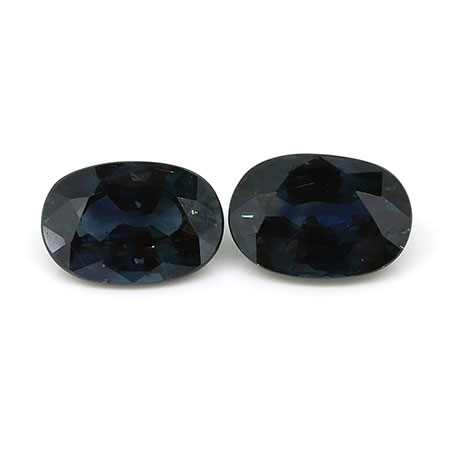 1.88 cttw Pair of Oval Natural Blue Sapphires : Darkish Blue