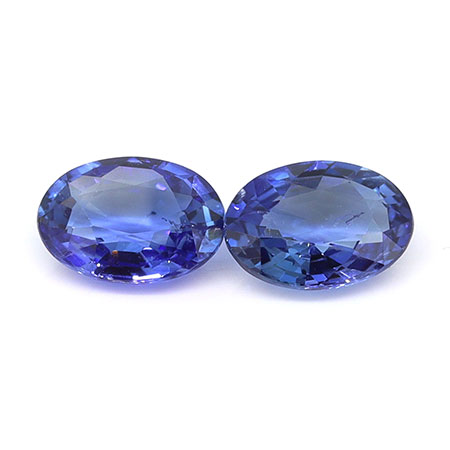1.58 cttw Pair of Oval Natural Blue Sapphires : Fine Blue