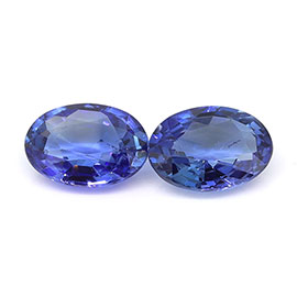 1.58 cttw Pair of Oval Natural Blue Sapphires : Fine Blue
