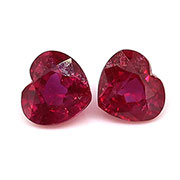 0.53 cttw Fiery Red Pair of Heart Shape Natural Rubies