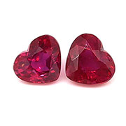 0.40 cttw Fiery Red Pair of Heart Shape Natural Rubies