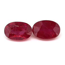 1.39 cttw Pair of Oval Natural Rubies : Rich Red