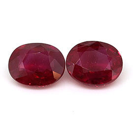 0.92 cttw Pair of Oval Natural Rubies : Rich Pigeon Blood Red