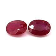 2.09 cttw Deep Red Pair of Oval Natural Rubies