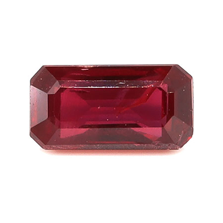 0.55 ct Emerald Cut Natural Ruby : Fiery Red