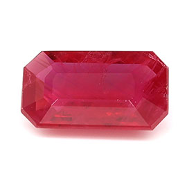1.00 ct Emerald Cut Natural Ruby : Rich Pigeon Blood Red