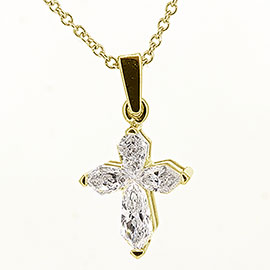 18K Yellow Gold Cross Pendant : 0.62 cttw Diamonds