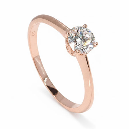 18K Rose Gold Solitaire Ring : 0.50 ct Diamond