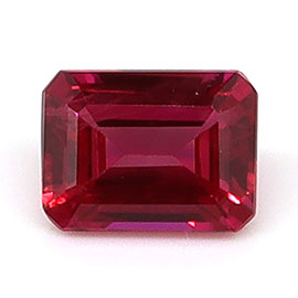 0.24 ct Emerald Cut Natural Ruby : Fiery Red