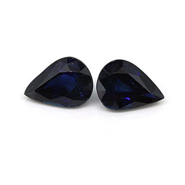 1.48 cttw Pair of Pear Shape Natural Blue Sapphires : Deep Rich Blue
