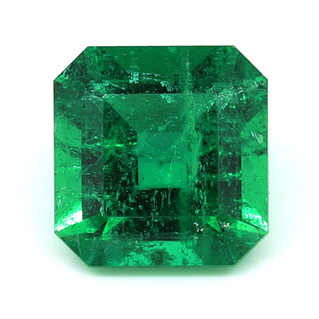 1.52 ct Emerald Cut Natural Emerald : Grass Green