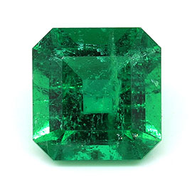 1.52 ct Emerald Cut Natural Emerald : Grass Green