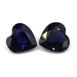 1.12 cttw Pair of Heart Shape Natural Blue Sapphires : Darkish Blue