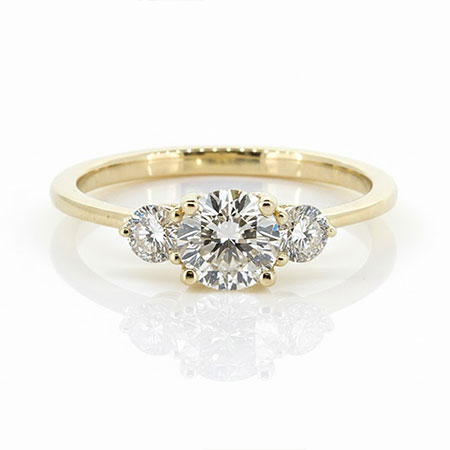 14K Yellow Gold Three Stone Ring : 0.68 cttw Diamonds