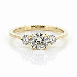 14K Yellow Gold Three Stone Ring : 0.68 cttw Diamonds
