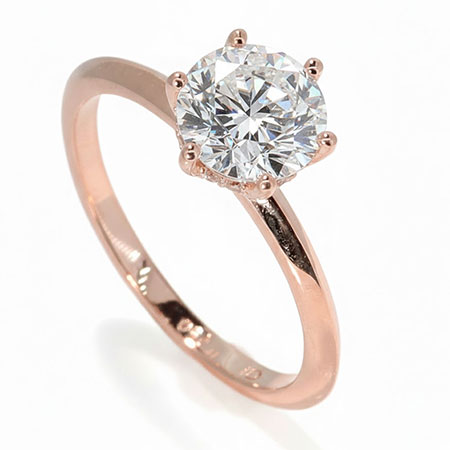 18K Rose Gold Multi Stone Hidden Halo Ring : 1.56 cttw Diamonds