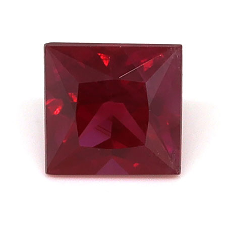0.38 ct Princess Cut Natural Ruby : Pigeon Blood Red