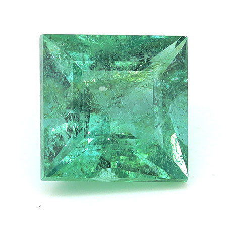 0.68 ct Princess Cut Natural Emerald : Light Green