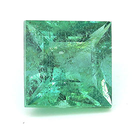 0.68 ct Princess Cut Natural Emerald : Light Green