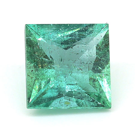 0.56 ct Princess Cut Natural Emerald : Light Green