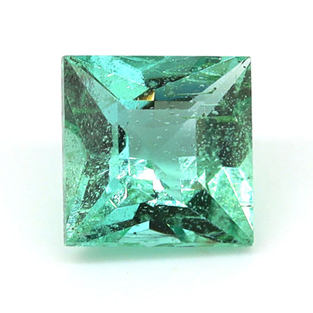 0.45 ct Princess Cut Natural Emerald : Light Green