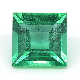 0.53 ct Princess Cut Natural Emerald : Grass Green