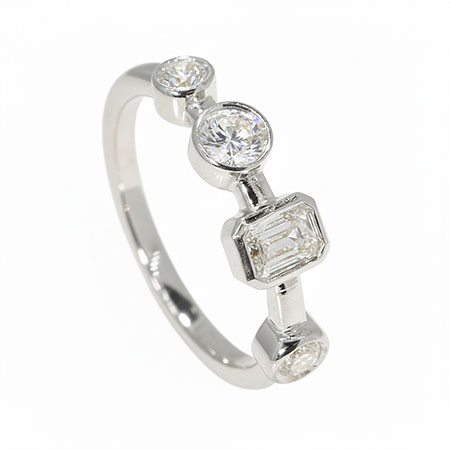 14K White Gold Multi Stone Ring : 0.66 cttw Diamonds