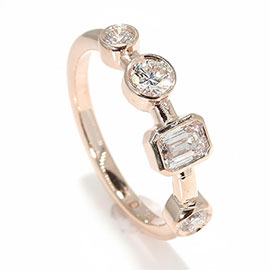 14K Rose Gold Multi Stone Ring : 0.66 cttw Diamonds