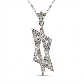 14K White Gold Star of David Pendant : 1.35 cttw Diamonds