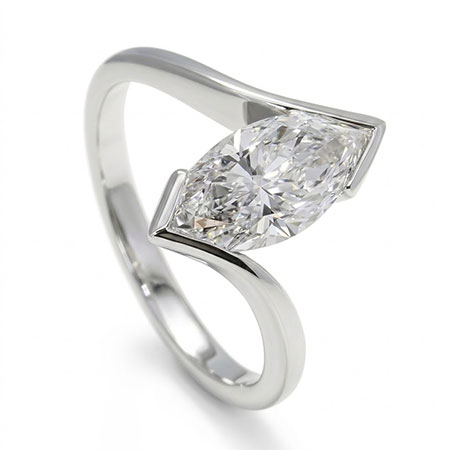 14K White Gold Solitaire Ring : 1.00 ct Diamond