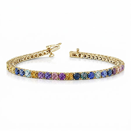 14K Yellow Gold Tennis Bracelet : 16.00 cttw Sapphires