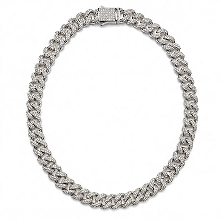 14K White Gold Multi Stone Necklace : 10.00 cttw Diamonds