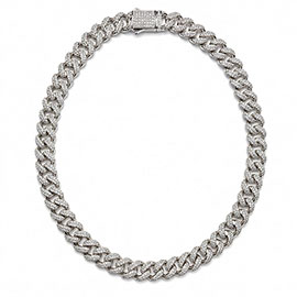 14K White Gold Multi Stone Necklace : 10.00 cttw Diamonds