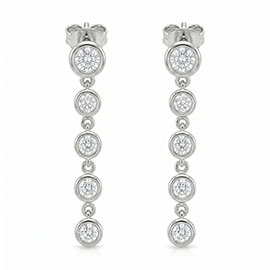 14K White Gold Drop Earrings : 1.20 cttw Diamonds
