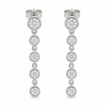 14K White Gold Drop Earrings : 1.20 cttw Diamonds