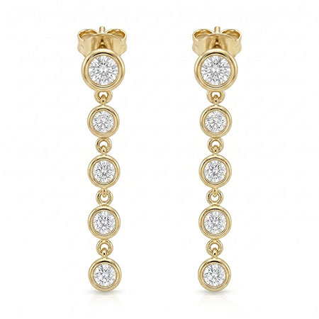 14K Yellow Gold Drop Earrings : 1.20 cttw Diamonds