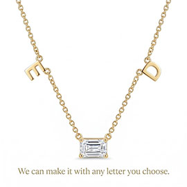 14K Yellow Gold Solitaire Pendant with Letters: 0.70 cttw Diamond