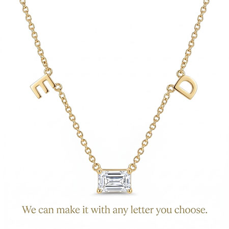 14K Yellow Gold Solitaire Pendant with Letters: 0.70 cttw Diamond