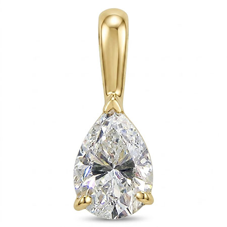 14K Yellow Gold Solitaire Pendant : 0.50 ct. Pear Shape Diamond
