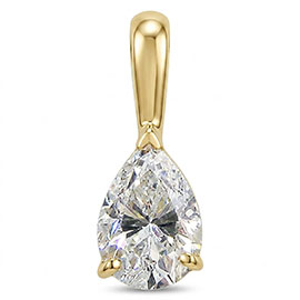 14K Yellow Gold Solitaire Pendant : 0.50 ct. Pear Shape Diamond